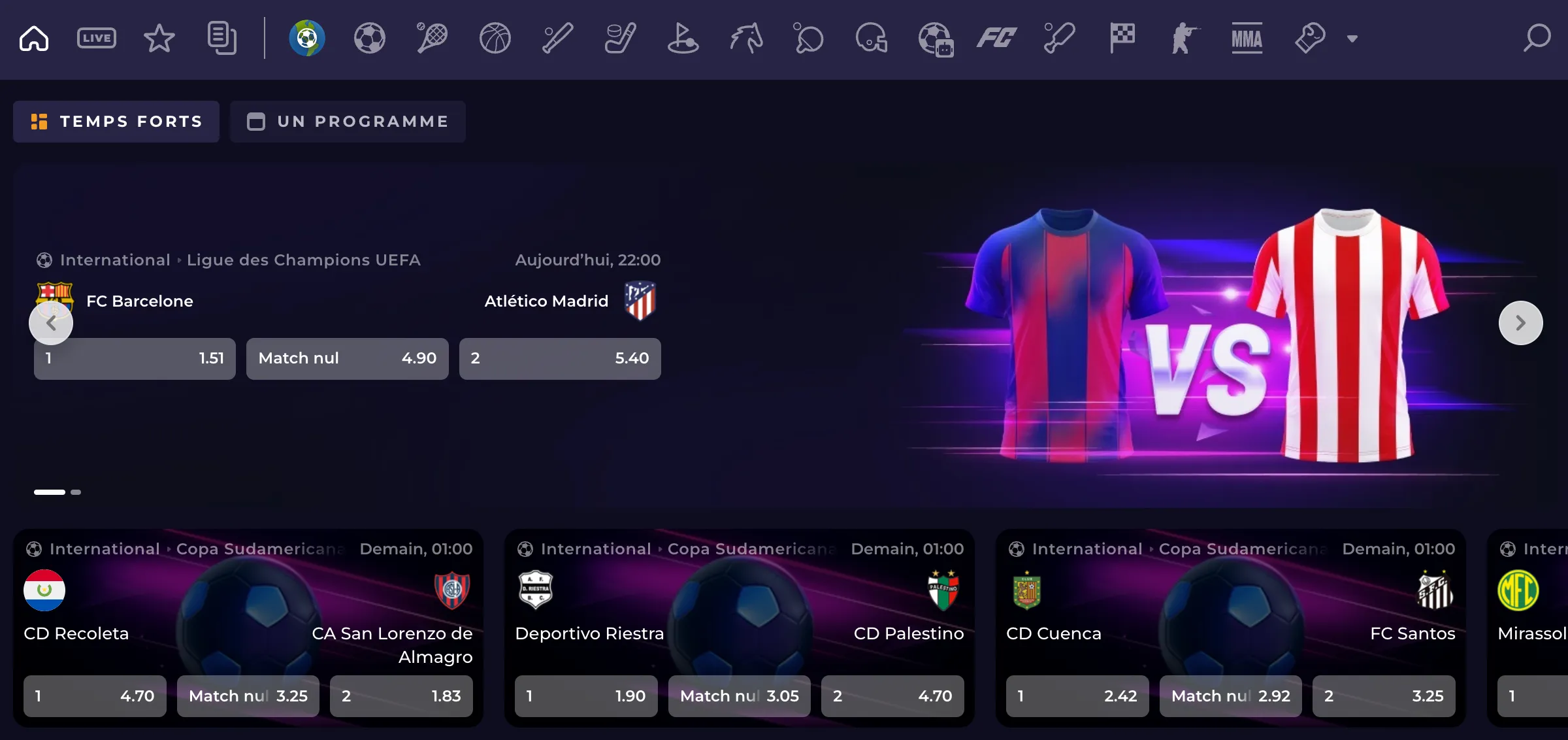 Paris sportifs en ligne et cotes sur FastSlots Sport